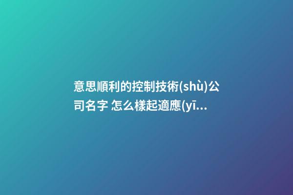 意思順利的控制技術(shù)公司名字 怎么樣起適應(yīng)-第1張-公司起名-玄機(jī)派